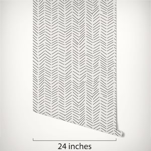 Minimalist Removable Wallpaper. Chevron Wallpaper. Modern Wallpaper. Peel and stick Wallpaper. Self-adhesive Wallpaper. 033 image 4