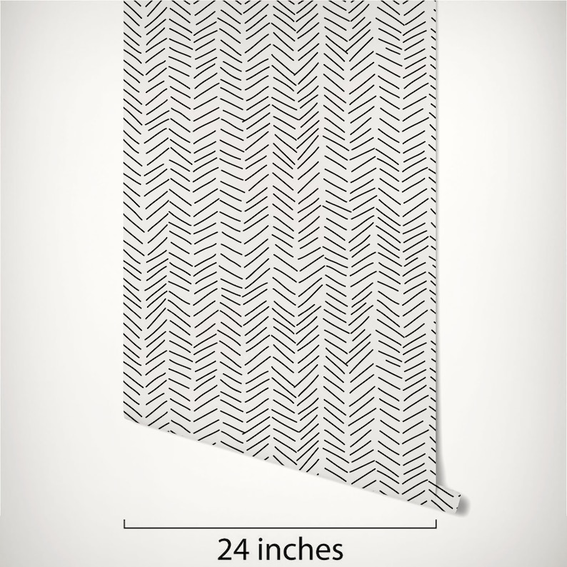 Minimalist Removable Wallpaper. Chevron Wallpaper. Modern Wallpaper. Peel and stick Wallpaper. Self-adhesive Wallpaper. 033 image 4