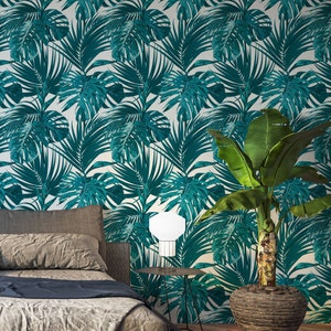 Tropical Removable Wallpaper. Palm Leaves. Monstera Leaf. Peel - Etsy