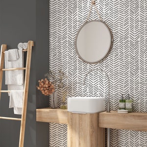 Minimalist Removable Wallpaper. Chevron Wallpaper. Modern Wallpaper. Peel and stick Wallpaper. Self-adhesive Wallpaper. 033