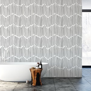 Minimalist Removable Wallpaper. Chevron Wallpaper. Modern Wallpaper. Peel and stick Wallpaper. Self-adhesive Wallpaper. 239 image 2