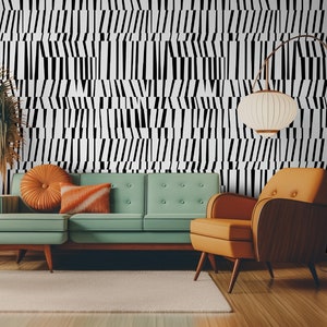 Minimalist Removable Peel and stick Wallpaper. Black and White Modern Self-adhesive Wallpaper. 511