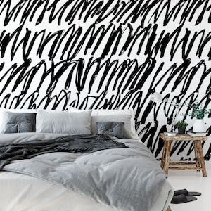 Minimalist Removable Wallpaper. Abstract Wallpaper. Black and White Peel and stick Wallpaper. Self-adhesive Wallpaper. 395