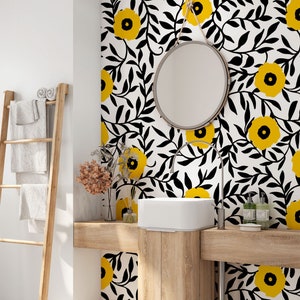 Flower Wallpaper. Self-adhesive Removable Wallpaper. Floral Mural. Custom Wall Mural. Peel and stick Wallpaper. Modern Wallpaper. 322