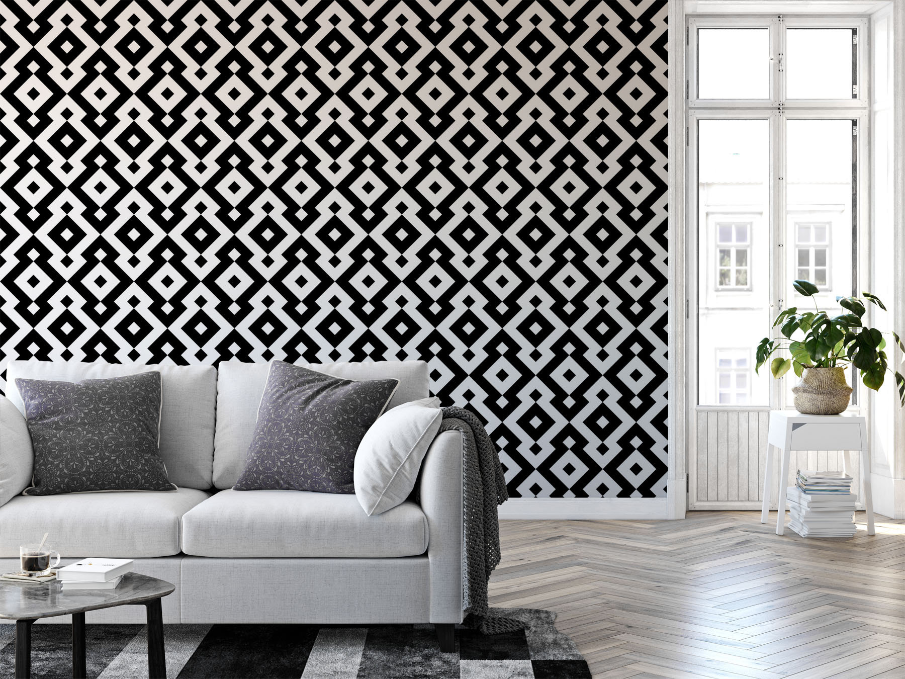 Geometric Wallpaper. Removable Wallpaper. Modern Wallpaper. Etsy