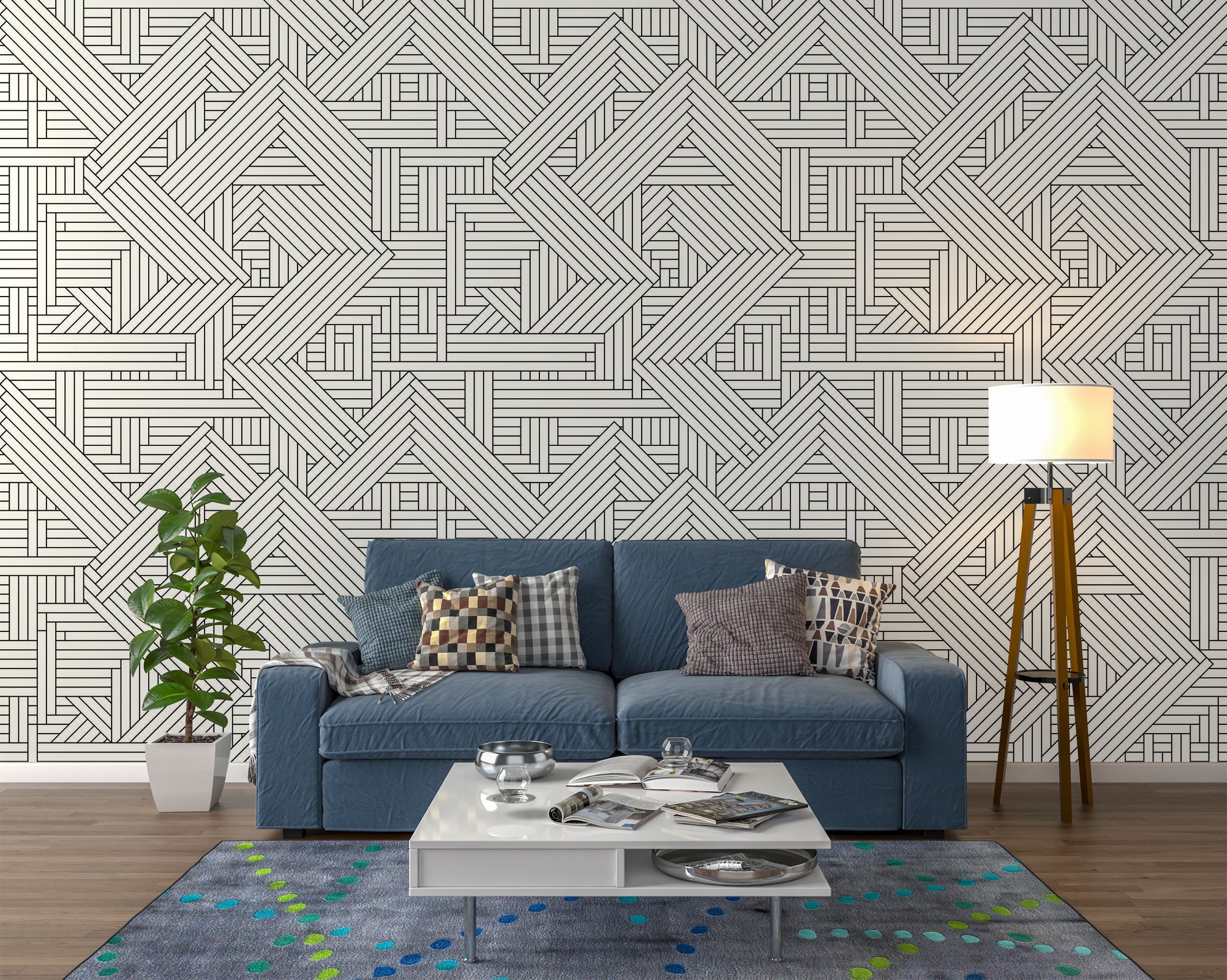 Sage Green Wallpaper Self Adhesive Geometric