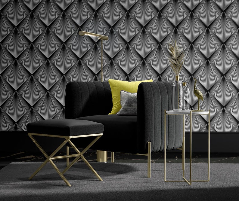 Geometric Removable Wallpaper. Art Deco Wallpaper. Modern | Etsy
