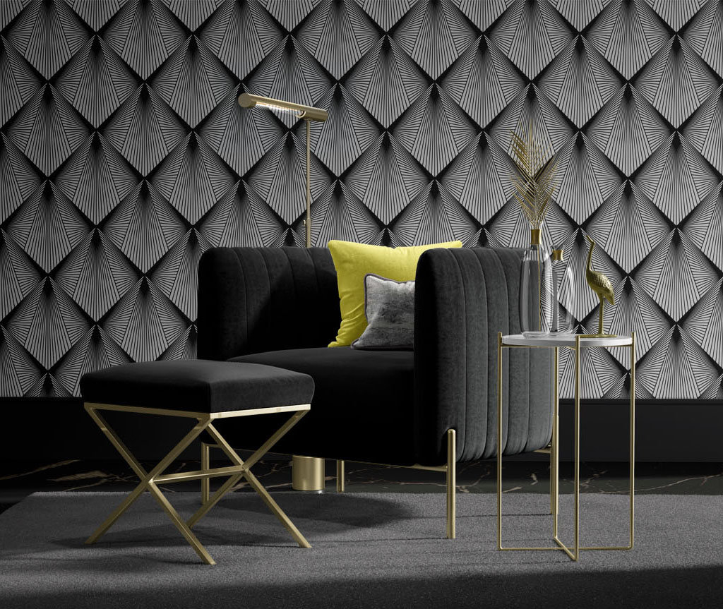 Geometric Removable Wallpaper. Art Deco Wallpaper. Modern Etsy