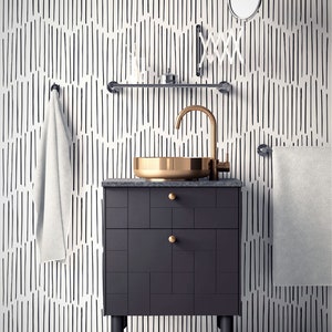 Minimalist Removable Wallpaper. Chevron Wallpaper. Modern Wallpaper. Peel and stick Wallpaper. Self-adhesive Wallpaper. 239 image 6