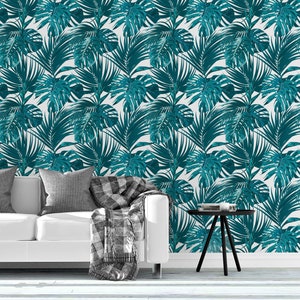 Tropical Removable Wallpaper. Palm Leaves. Monstera Leaf. Peel - Etsy