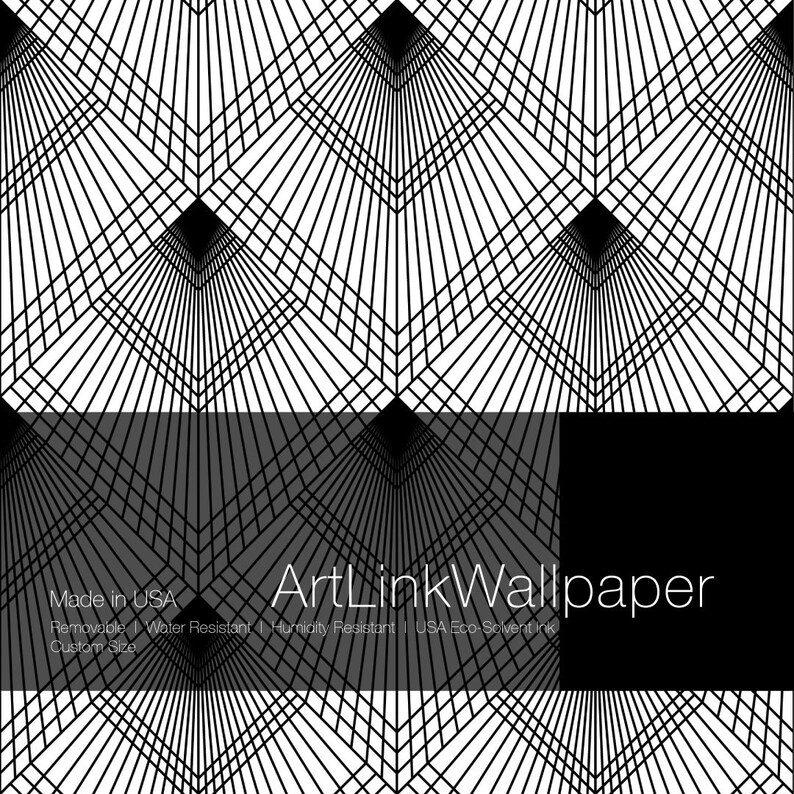 Geometric Removable Wallpaper. Art Deco Wallpaper. Modern Etsy