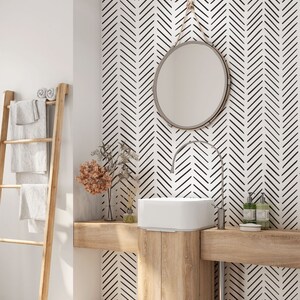 Minimalist Removable Wallpaper. Chevron Wallpaper. Modern Wallpaper. Peel and stick Wallpaper. Self-adhesive Wallpaper. 403