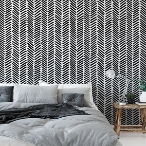 Chevron Pattern Wallpaper. Minimalist Removable Wallpaper. Modern Wallpaper. Peel and stick Wallpaper. Self-adhesive Wallpaper. 321