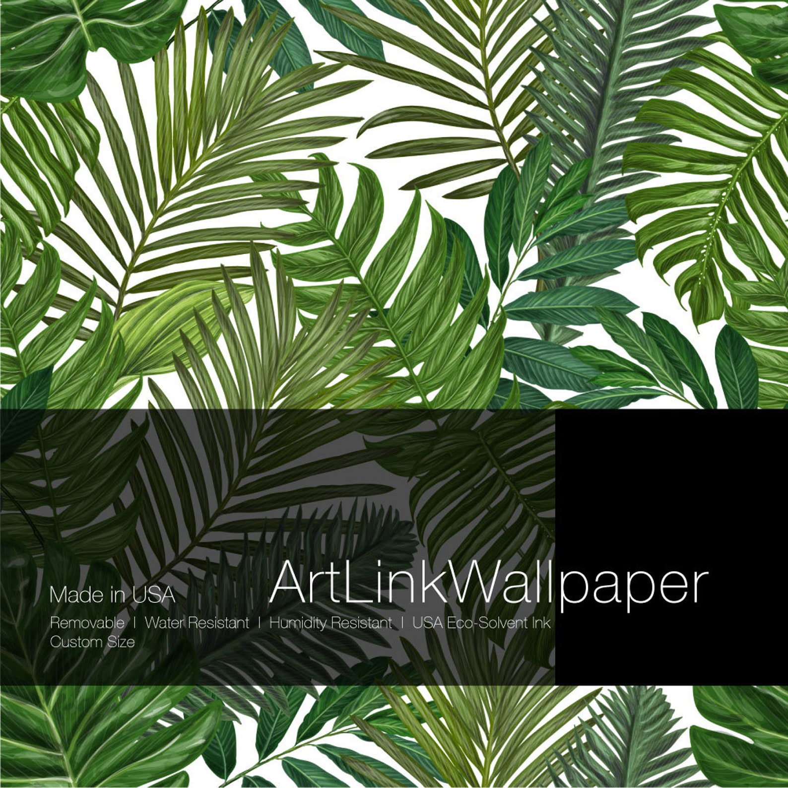 Tropical Removable Wallpaper. Palm Leaves Wallpaper. Modern Etsy