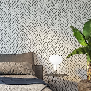 Minimalist Removable Wallpaper. Chevron Wallpaper. Modern Wallpaper. Peel and stick Wallpaper. Self-adhesive Wallpaper. 033 image 6