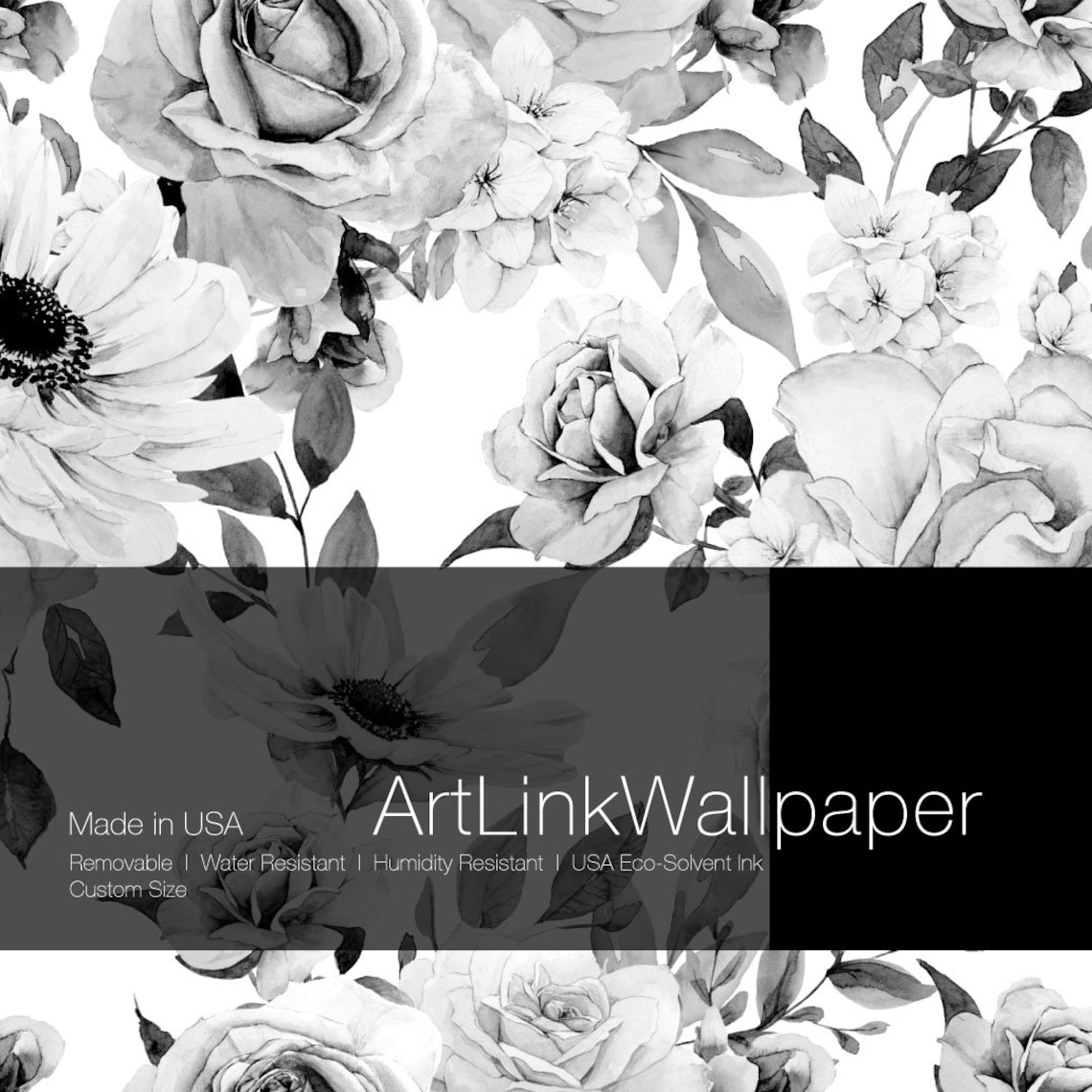 Flower Wall Mural Removable. Watercolor Flower Wallpaper Etsy
