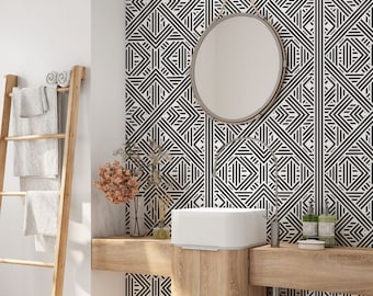 Geometric Wallpaper. Removable Wallpaper. Modern Wallpaper. Bathroom Wallpaper. Peel and stick. Self-adhesive Wallpaper. 205
