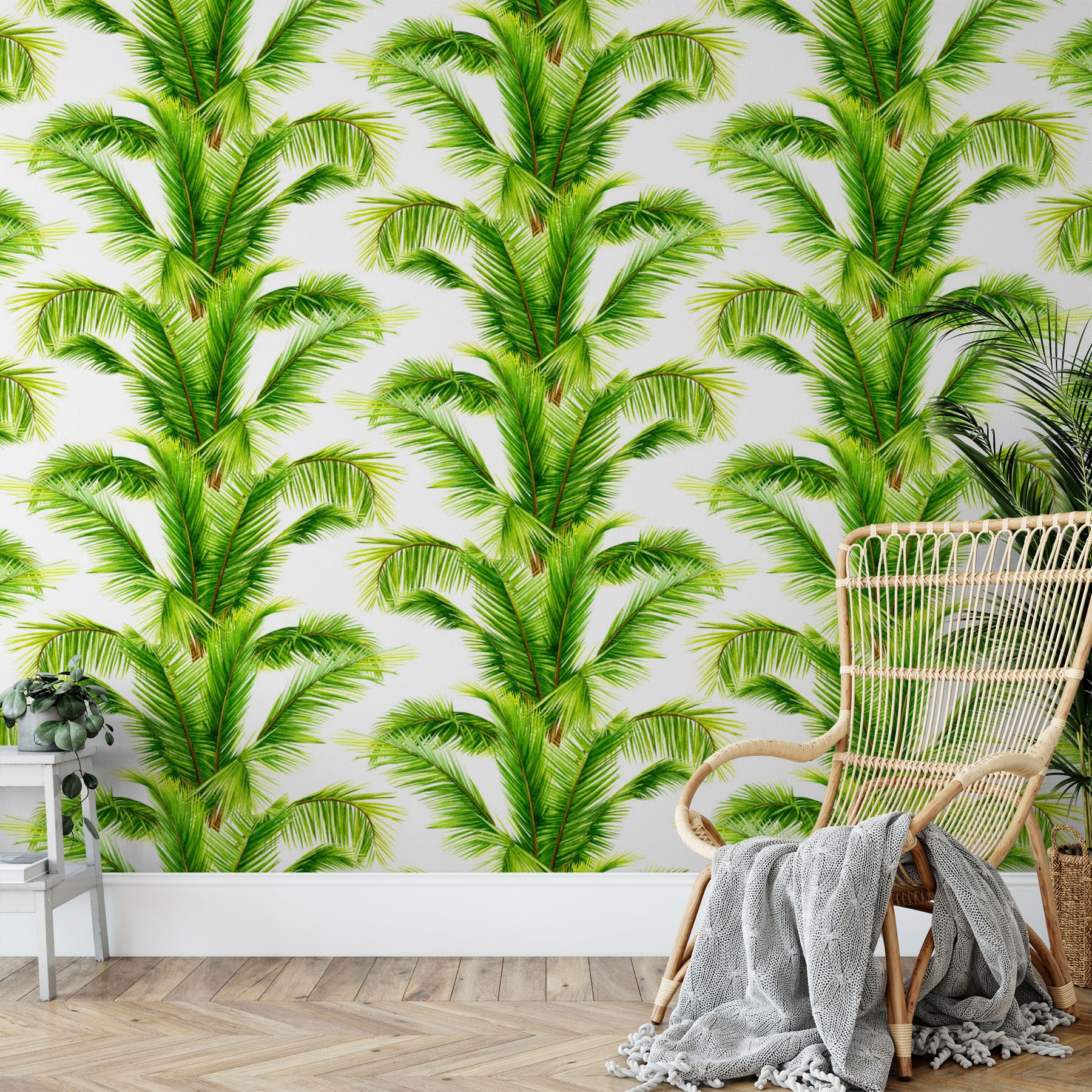 Tropical Removable Wallpaper. Palm leaves Wallpaper. Modern | Etsy