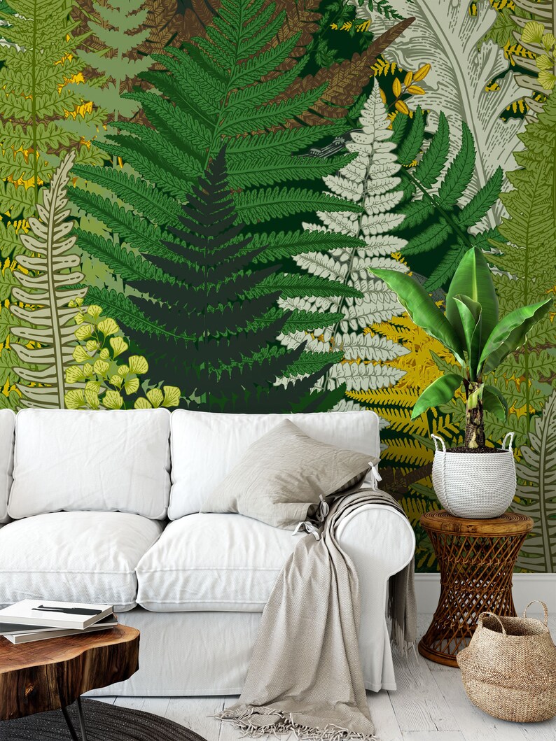 Tropical Leaves Removable Wallpaper. Leaves Mural. Modern Etsy