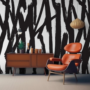 Minimalist Removable Wallpaper. Abstract Black and White Peel and stick Wallpaper. Self-adhesive Wallpaper. 503