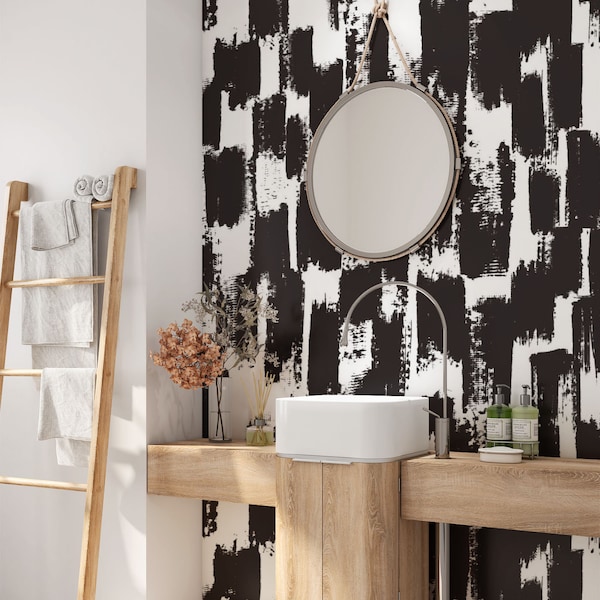 Minimalist Removable Wallpaper. Abstract Wallpaper. Black and White Peel and stick Wallpaper. Self-adhesive Wallpaper. 391