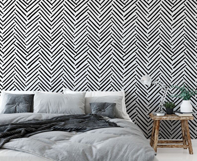Minimalist Removable Wallpaper. Chevron Wallpaper. Modern Etsy