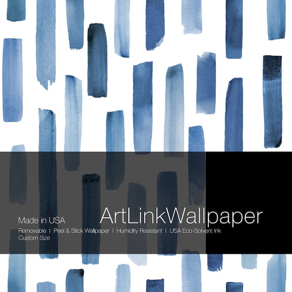 Minimalist Removable Wallpaper. Abstract Navy Watercolor Peel and stick Wallpaper. Self-adhesive Wallpaper. 405