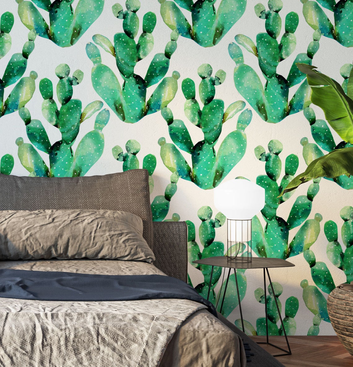 Cactus Peel and stick Wallpaper. Cactus Removable Wallpaper. Etsy