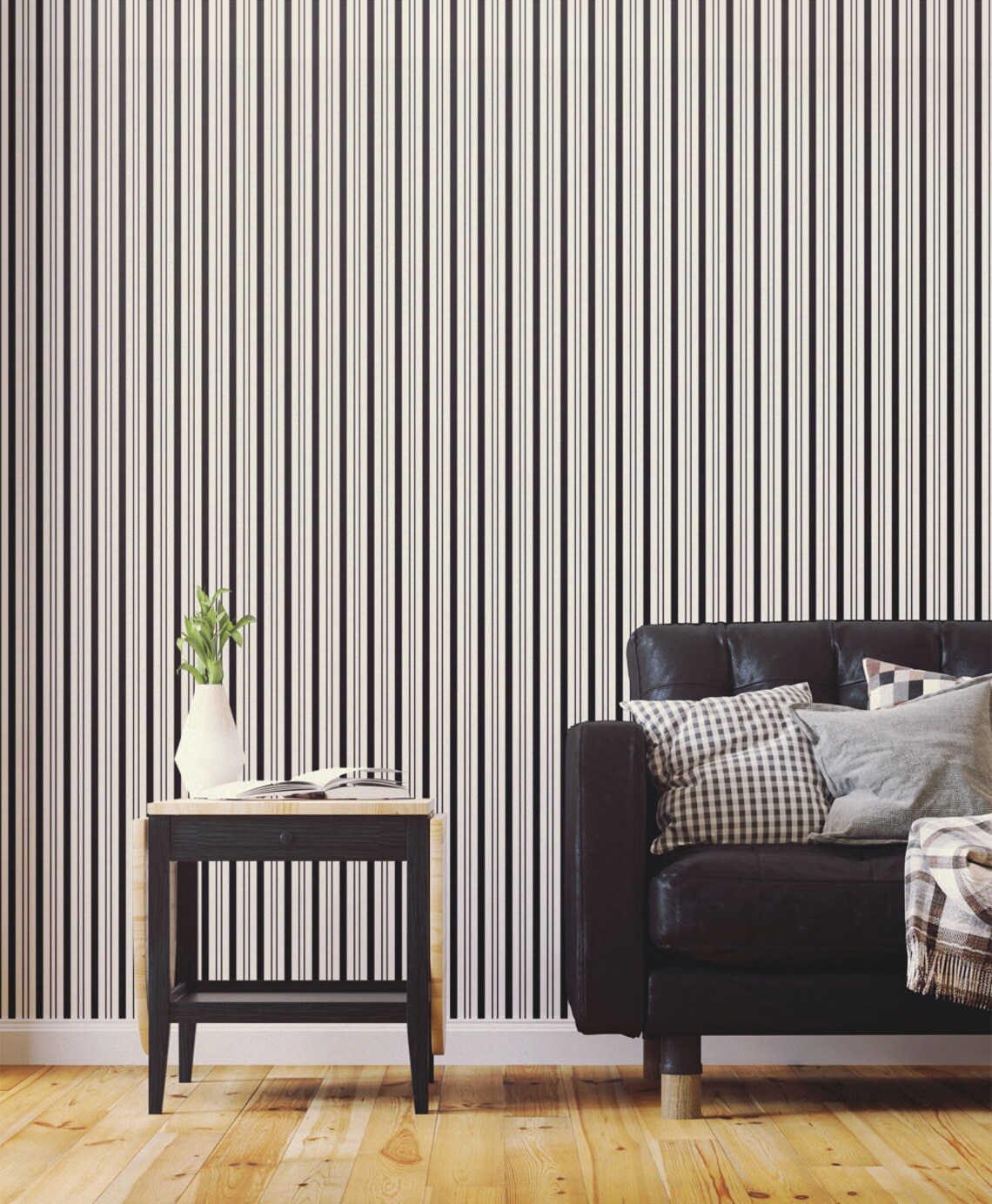 Stripe Wallpaper. Black White Wallpaper. Minimalist Removable | Etsy