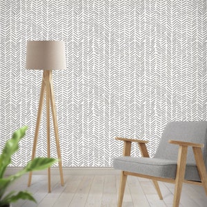 Minimalist Removable Wallpaper. Chevron Wallpaper. Modern Wallpaper. Peel and stick Wallpaper. Self-adhesive Wallpaper. 033 image 8