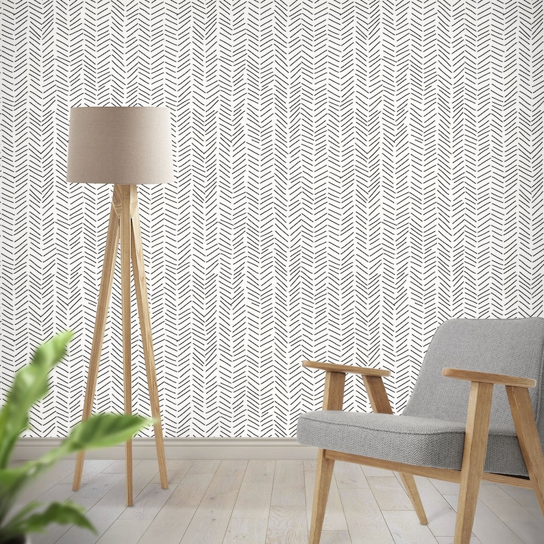 Minimalist Removable Wallpaper. Chevron Wallpaper. Modern Wallpaper. Peel and stick Wallpaper. Self-adhesive Wallpaper. 033 image 8