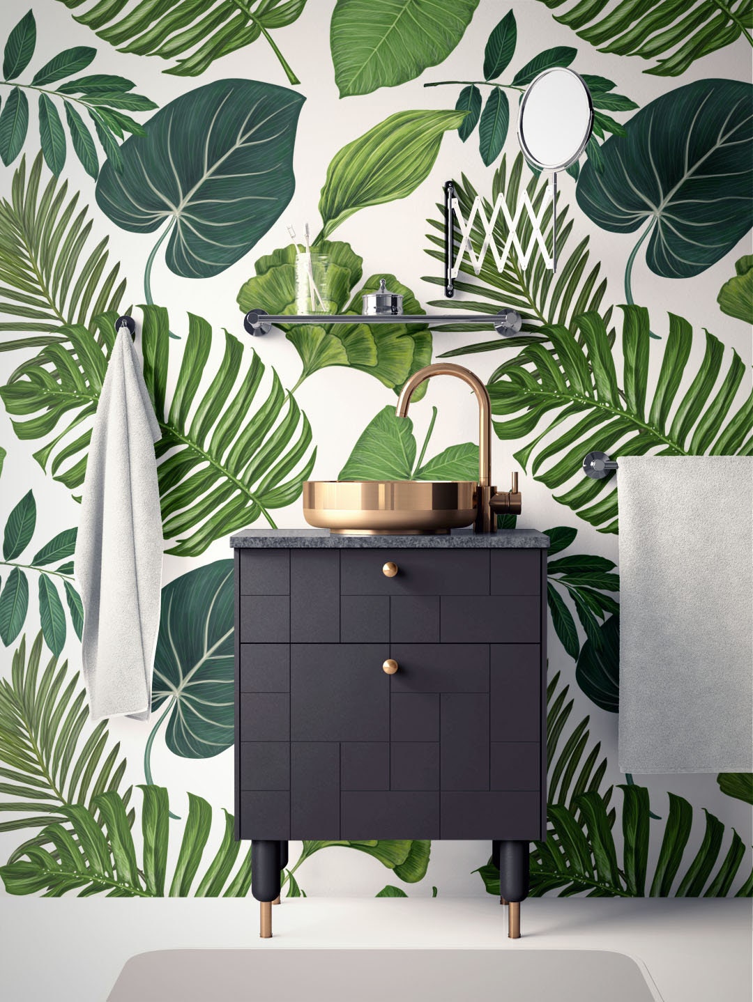 Tropical Removable Wallpaper. Palm Leaves Wallpaper. Modern Etsy