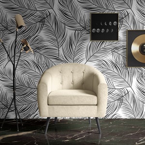 Tropical Removable Wallpaper. Palm leaves Wallpaper. Modern Wallpaper. Peel and stick Wallpaper. Self-adhesive Wallpaper. 110