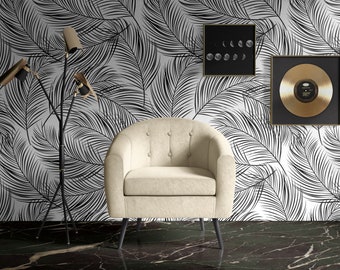 Tropical Removable Wallpaper. Palm leaves Wallpaper. Modern Wallpaper. Peel and stick Wallpaper. Self-adhesive Wallpaper. 110