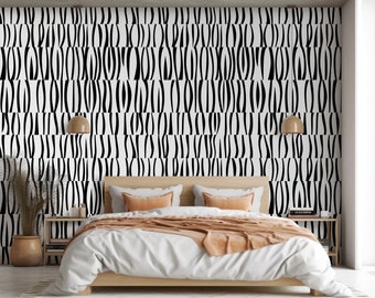 Minimalist Removable Peel and stick Wallpaper. Black and White Modern Self-adhesive Wallpaper. 510