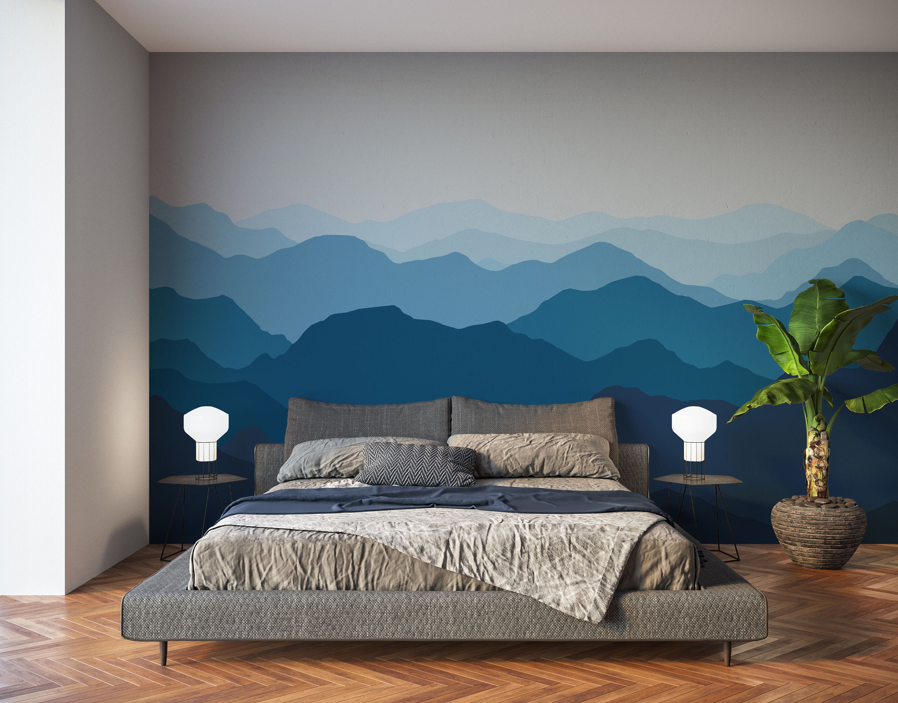 Mountain Wall Mural. Self-adhesive Removable Wallpaper. Custom | Etsy