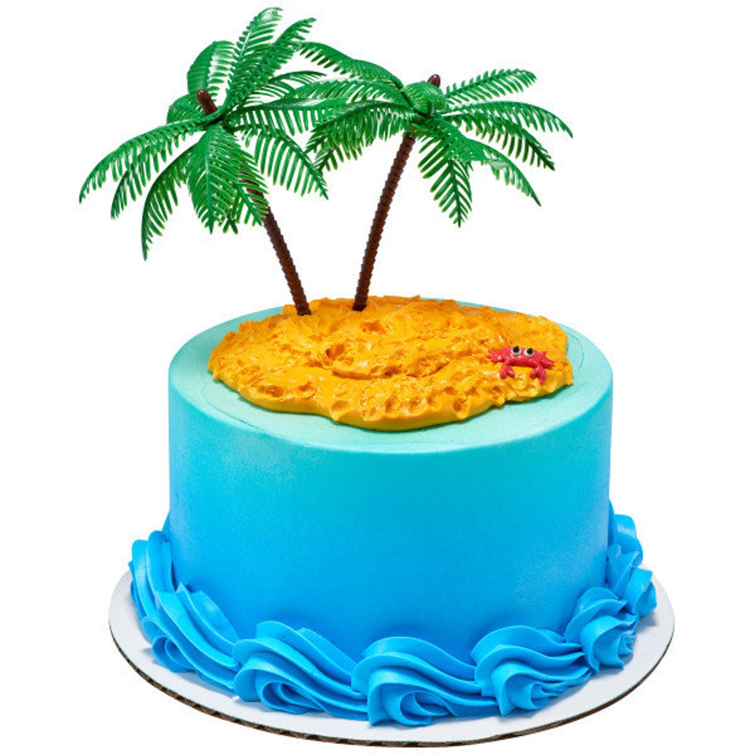 3 Palm Tree Cake Picks Birthday Party Cake Topper Beach Ocean Tropical