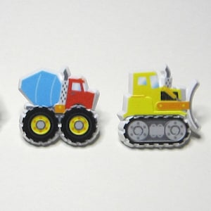 12 Construction Vehicles Cupcake Rings Topper Kid Bday Party Goody Bag Favor
