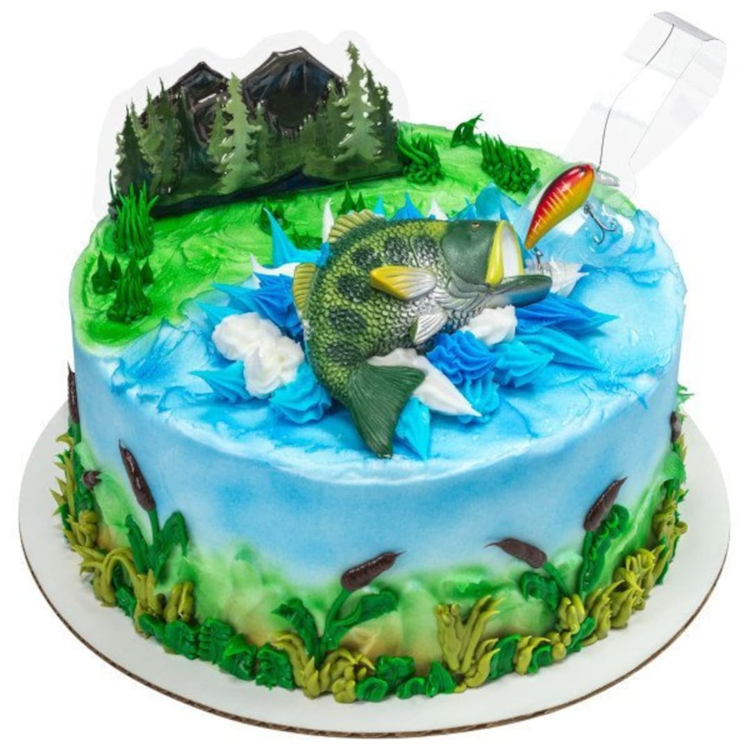 1 Catching the Big One Fishing Bass Fish Decoset Birthday Party Cake Topper  