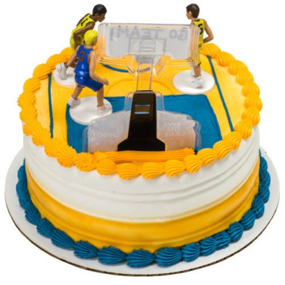1 Basketball Net Player Decoset Team Sport Birthday Party Cake Topper  Decoration 5 Piece Set 