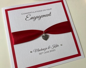 Personalised Luxury Engagement Congratulations Card With Heart Charm