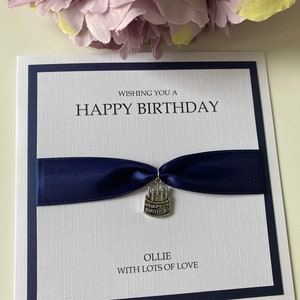 Personalised Mens or ladies luxury Birthday card with cake charm