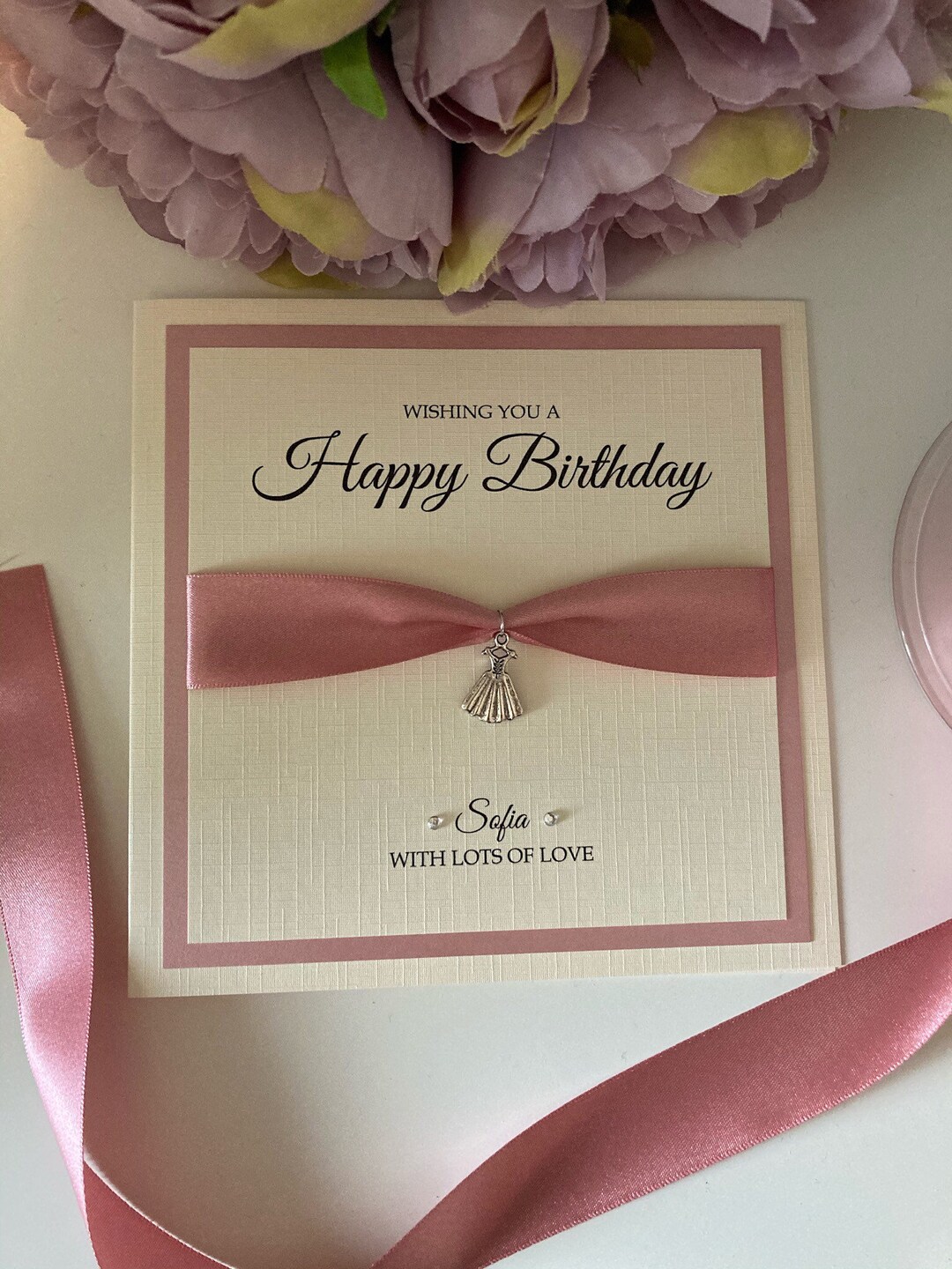 Luxury Personalised Female Birthday Card With Dress Charm Etsy UK