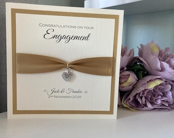 Personalised Luxury Engagement Congratulations Card With Heart Charm