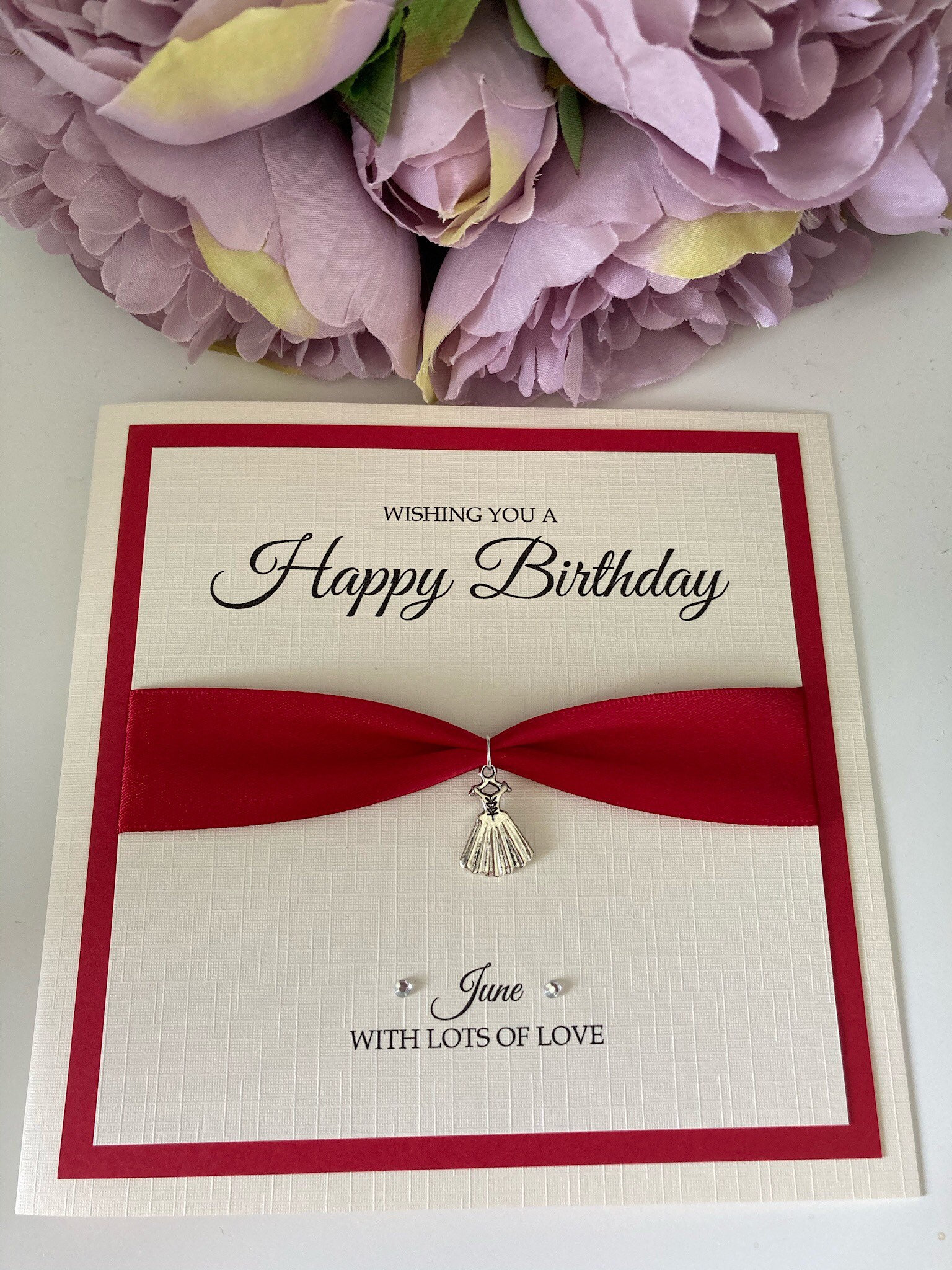 Luxury Personalised Female Birthday Card With Dress Charm Etsy UK