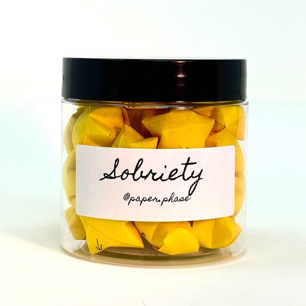 Sobriety Jar - A jar of paper stars filled with sobriety, AA, NA quotes of reassurance and motivation for a much needed paper pick me up.