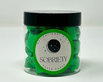 Barattolo regalo per la sobrietà: stelle di carta verde con citazioni AA NA