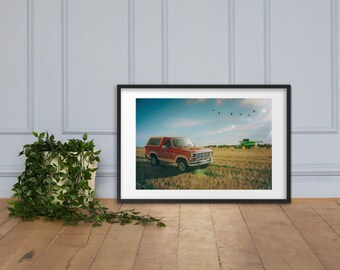Ford Bronco Vintage, Framed print of digital art. Designed and created in the UK for car lovers everywhere.