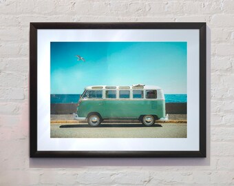 VW Camper by the Sea Framed Print