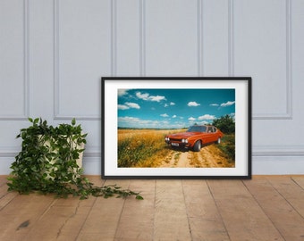 Ford Capri, Framed print of digital art. Designed and created in the UK for car lovers everywhere.